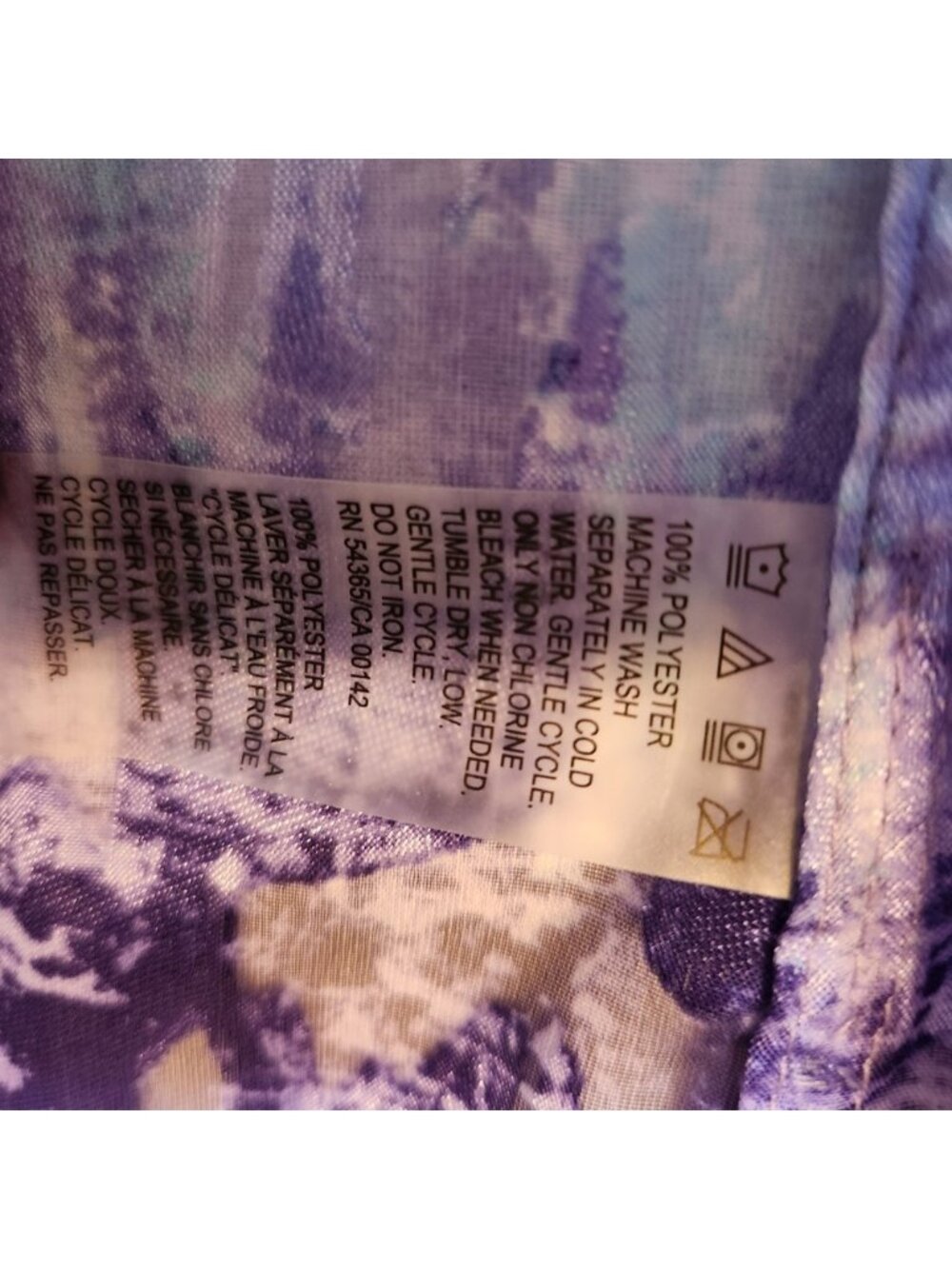 Allison Daley Petite Purple Teal Abstract‎ Burnout Button Up Shirt 14P - Picture 3 of 6